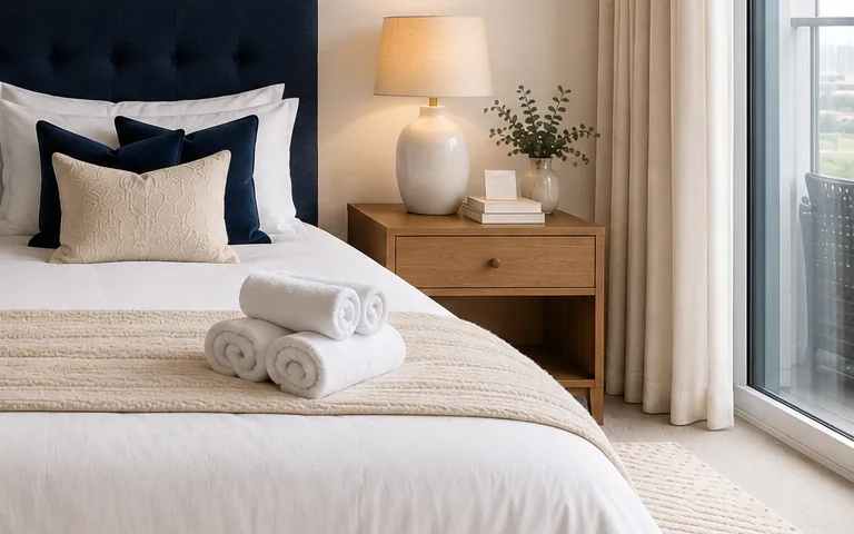 A managed UNIT3D bedroom, styled and ready for guests